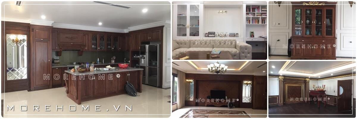  Thi công nội thất đồ gỗ óc chó biệt thự